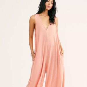 Free People Pink Onesie FP Beach cover up oversized lightweight semi-sheer
